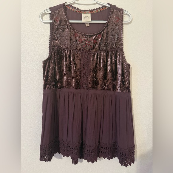 Knox Rose Purple Sleeveless Gypsy Tank Top - Picture 1 of 5
